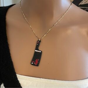 Bloody Cleaver Necklace - Halloween, Goth, Grunge Jewelry with Charm w/ Chain